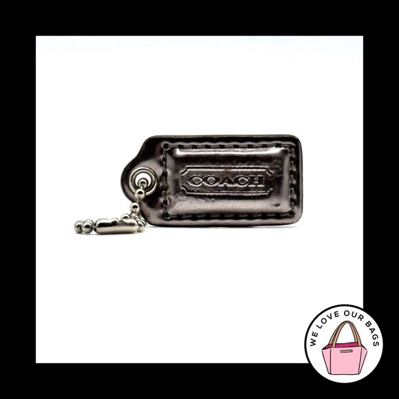 1.5" Small COACH Silver Mirrored Leather Nickel Fob Bag Charm Keychain Hang Tag - Picture 1 of 1